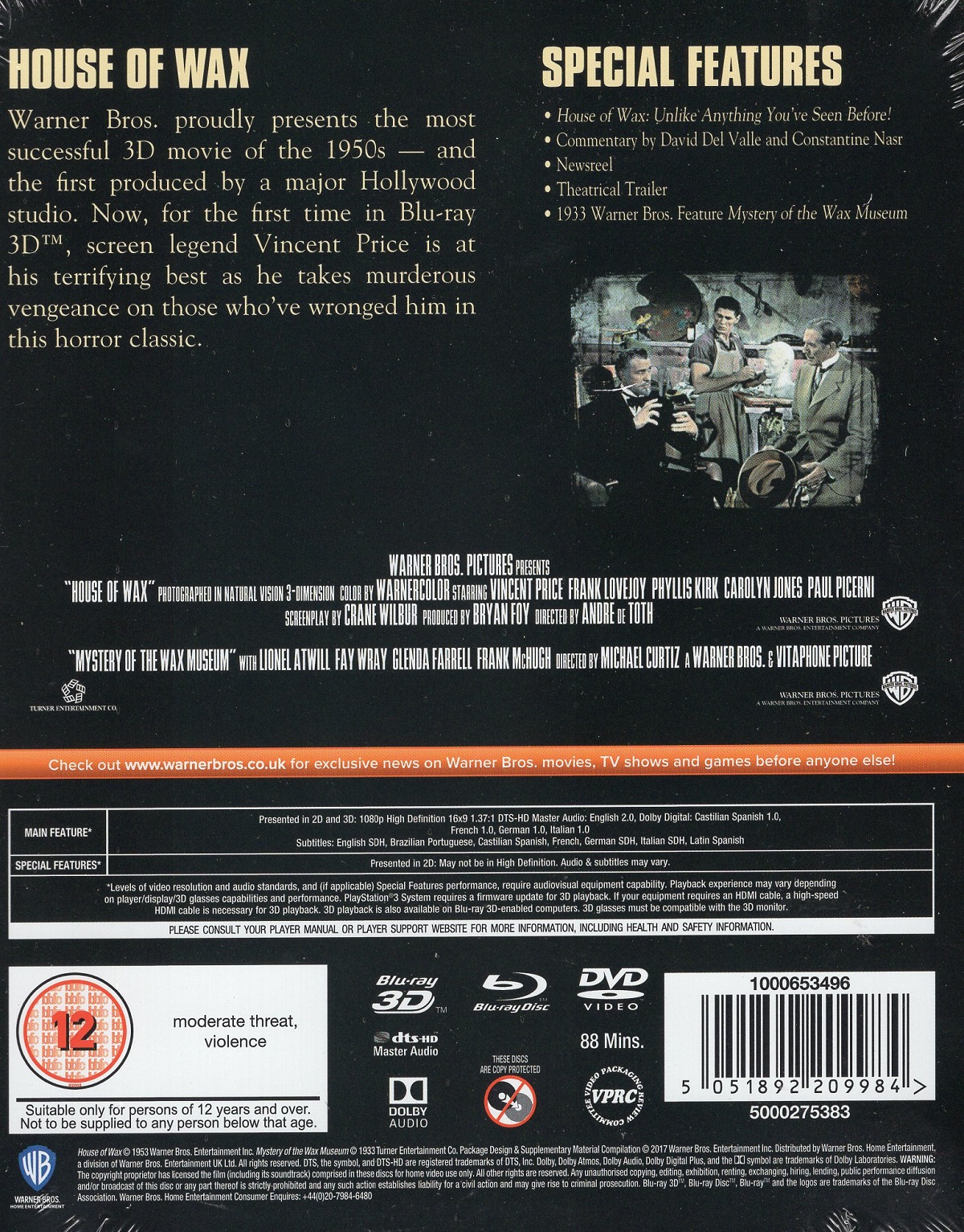 House of Wax (Premium Collection) (ej svensk text) (Blu-ray 3D + Blu-ray + DVD) - 2