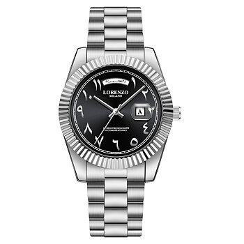 Lorenzo Day-Date Arabic Silver Black