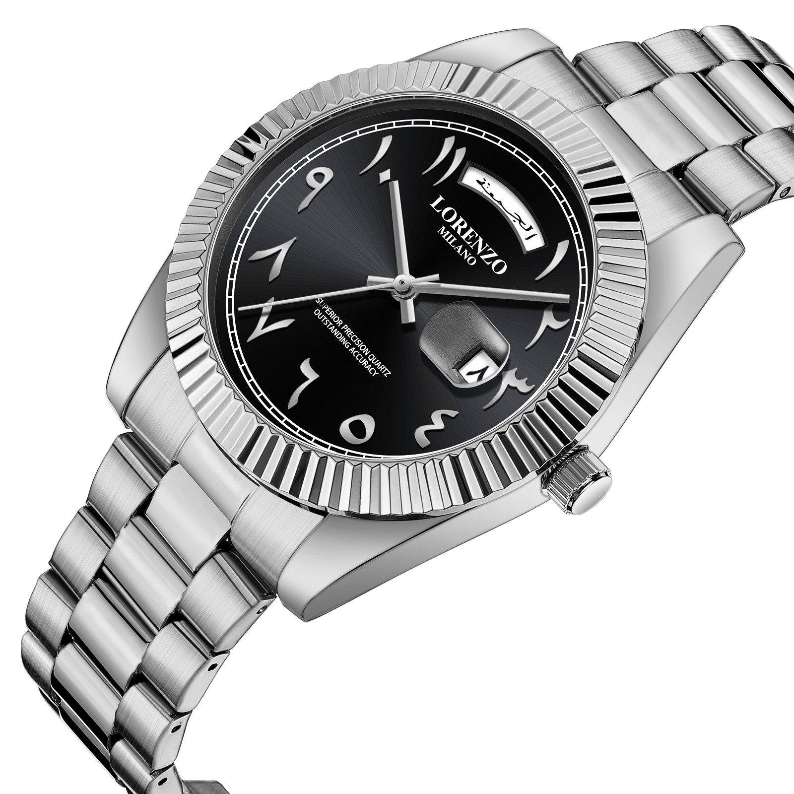 Lorenzo Day-Date Arabic Silver Black - 2