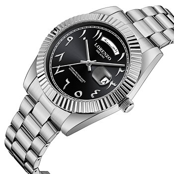 Lorenzo Day-Date Arabic Silver Black