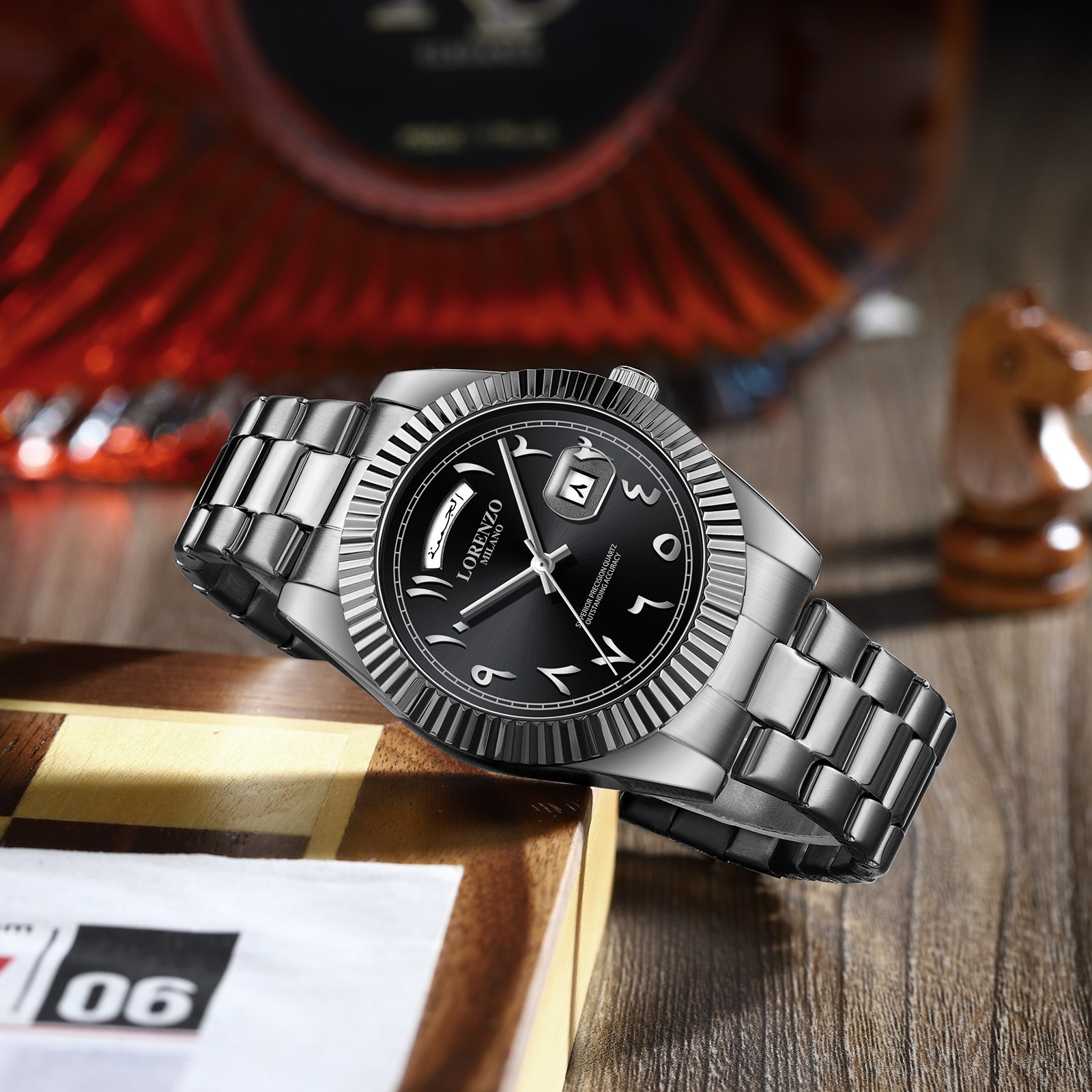 Lorenzo Day-Date Arabic Silver Black - 6