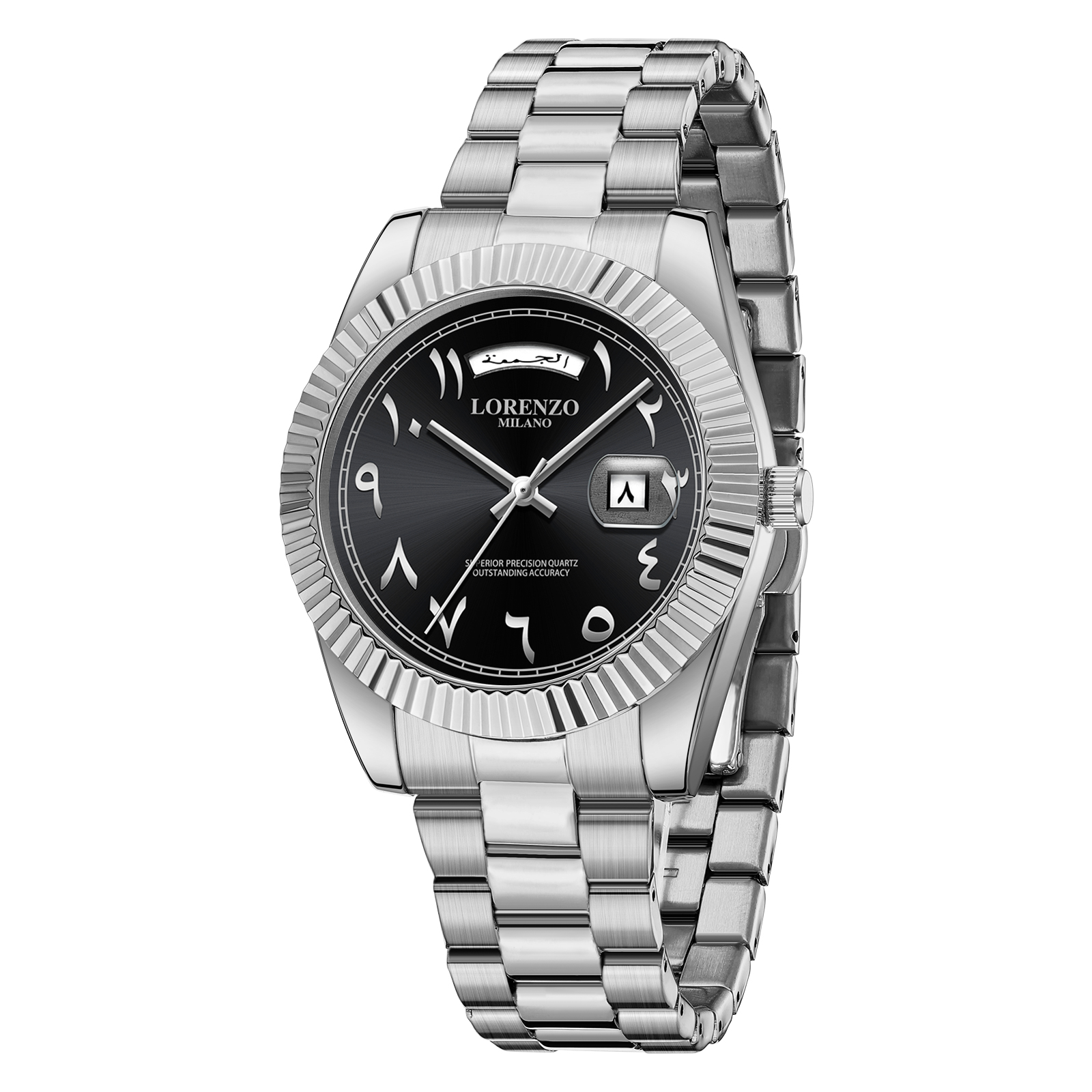 Lorenzo Day-Date Arabic Silver Black - 3
