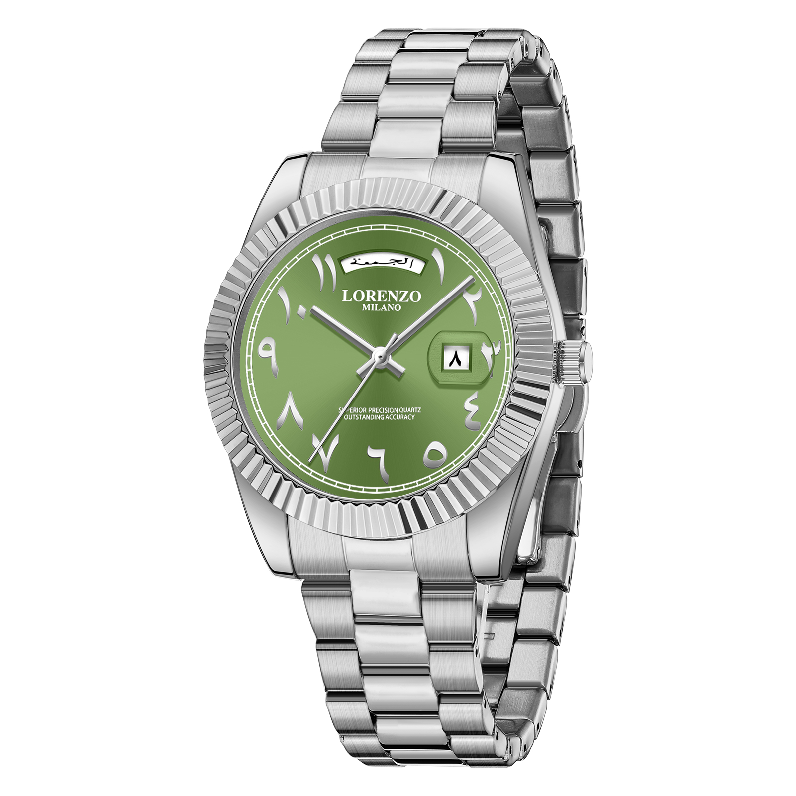 Lorenzo Day-Date Arabic Silver Green - 3