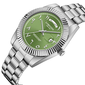 Lorenzo Day-Date Arabic Silver Green
