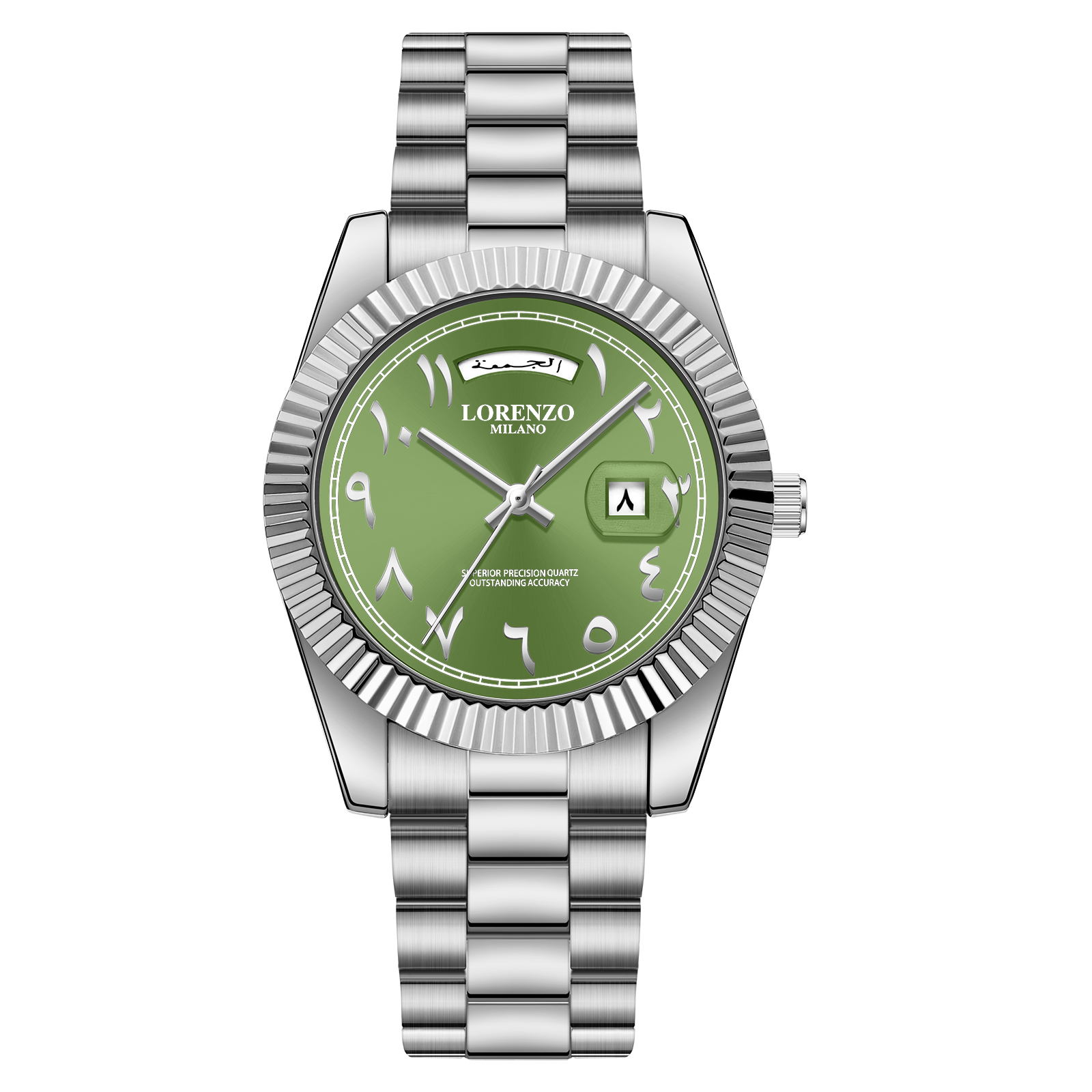 Lorenzo Day-Date Arabic Silver Green