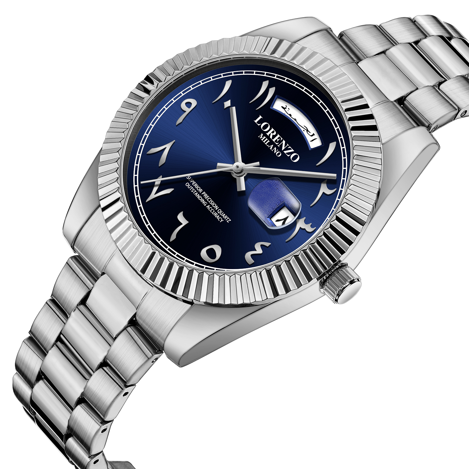 Lorenzo Day-Date Arabic Silver Blue - 2