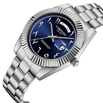 Lorenzo Day-Date Arabic Silver Blue