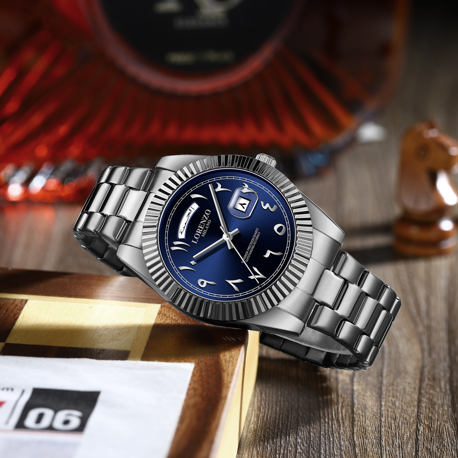 Lorenzo Day-Date Arabic Silver Blue - 6