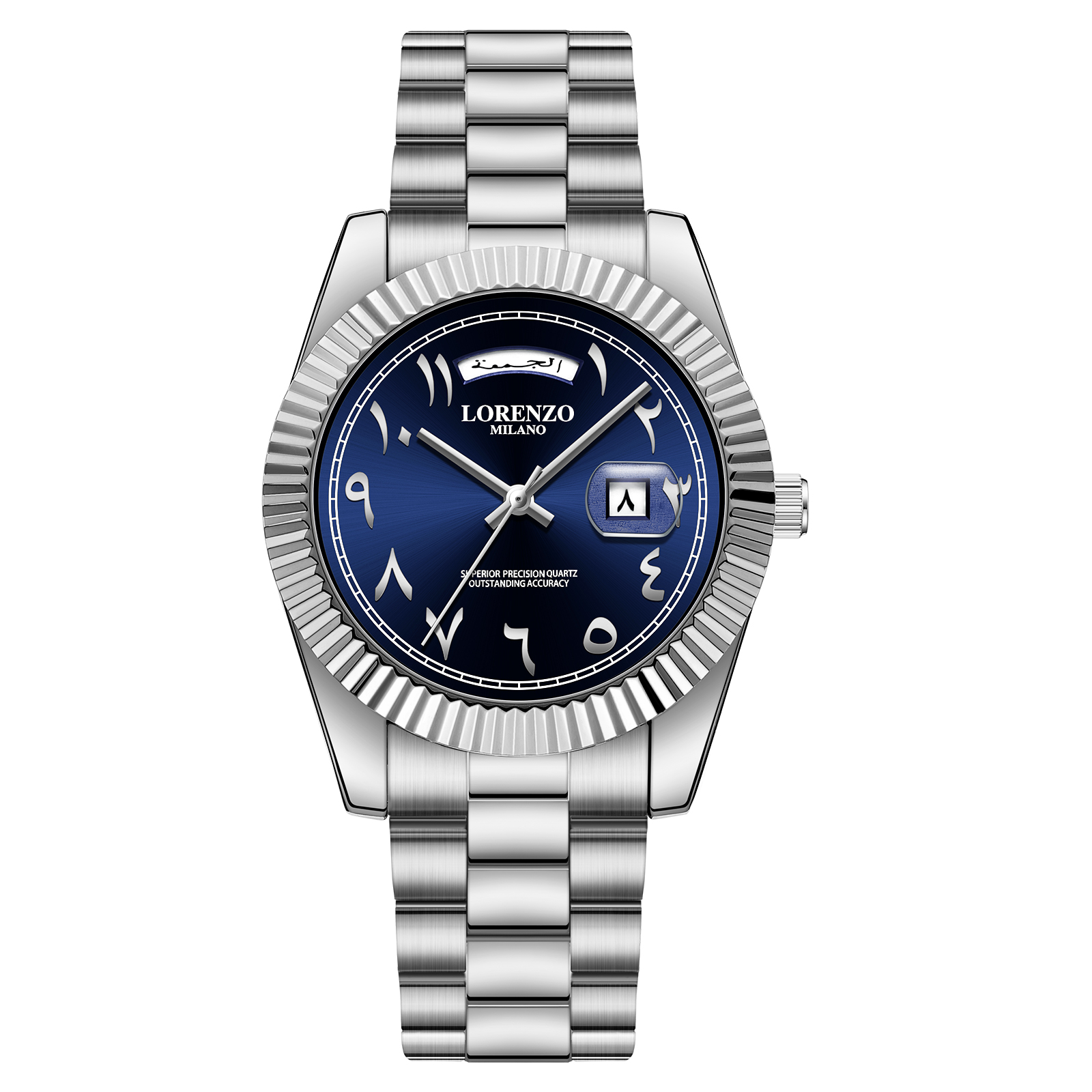 Lorenzo Day-Date Arabic Silver Blue