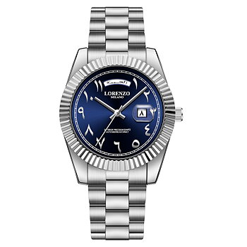 Lorenzo Day-Date Arabic Silver Blue