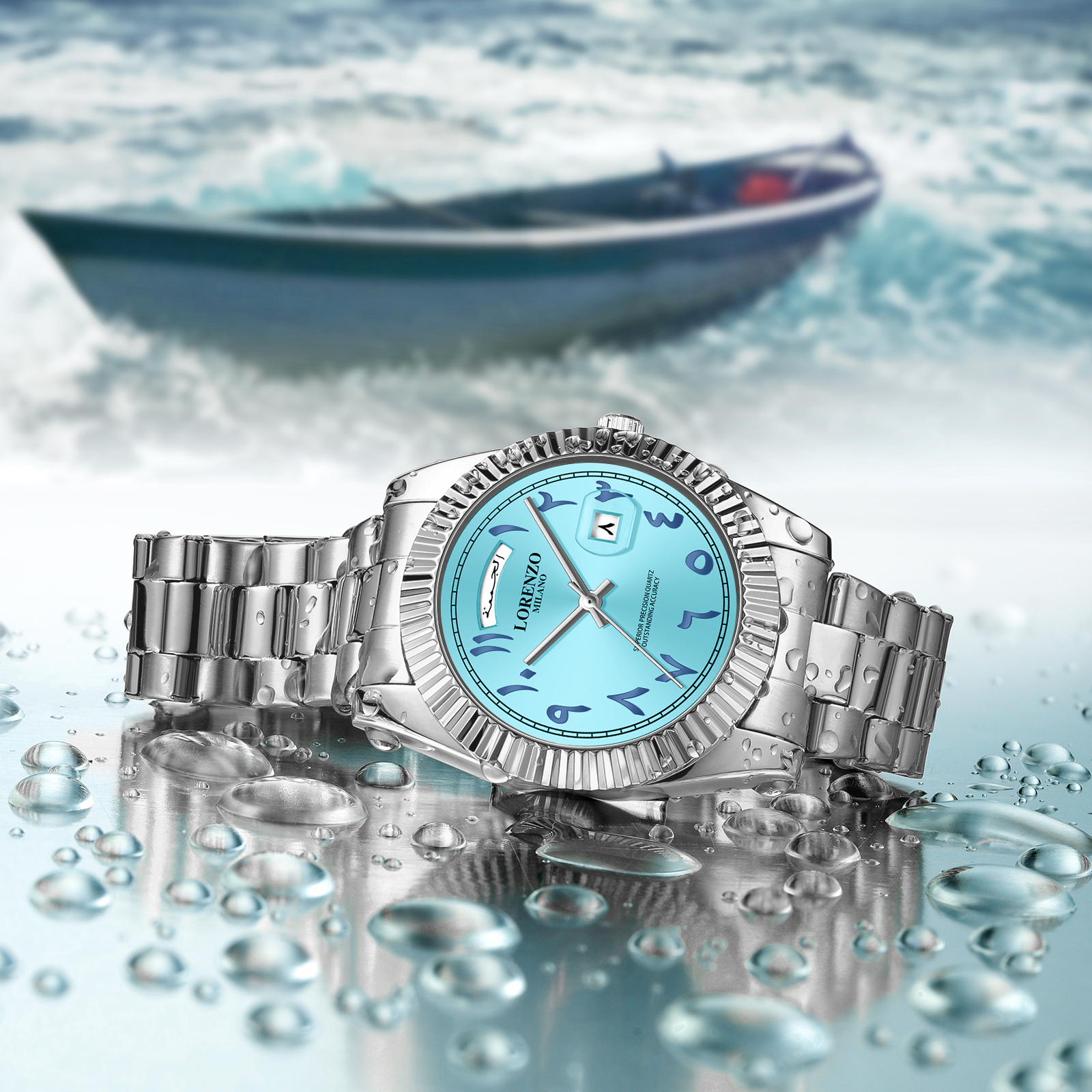 Lorenzo Day-Date Arabic Silver Sky Blue - 8