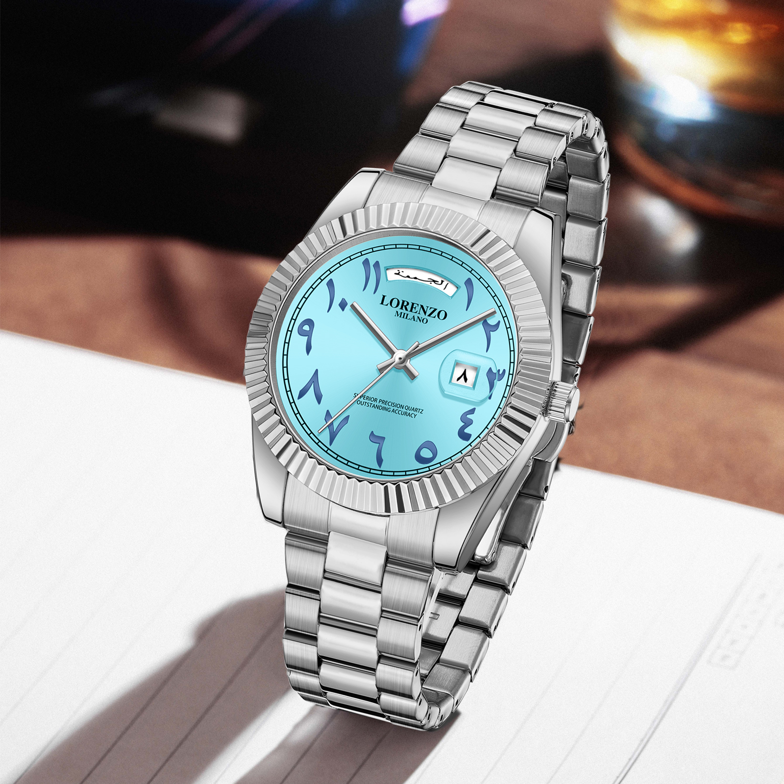 Lorenzo Day-Date Arabic Silver Sky Blue - 9