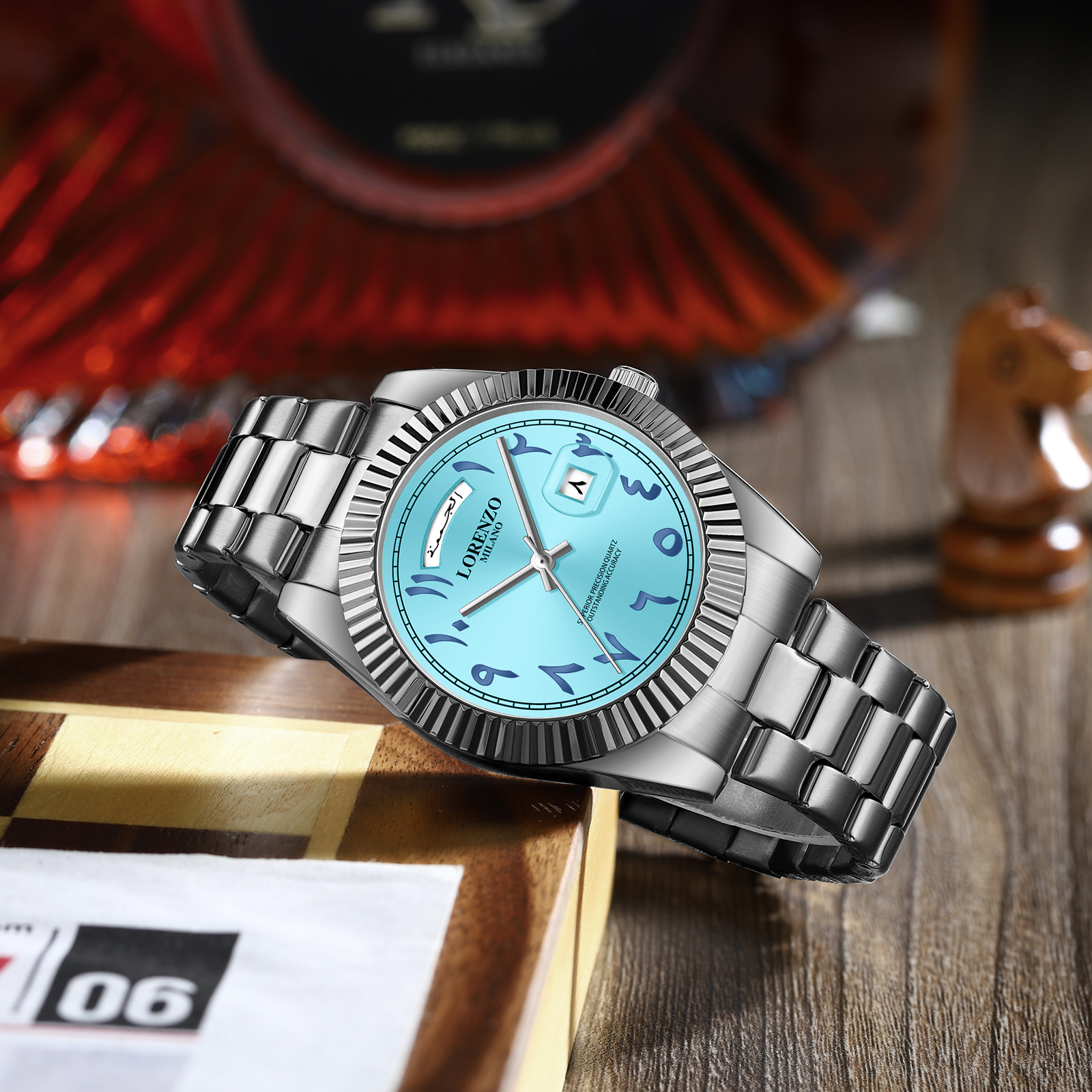 Lorenzo Day-Date Arabic Silver Sky Blue - 6