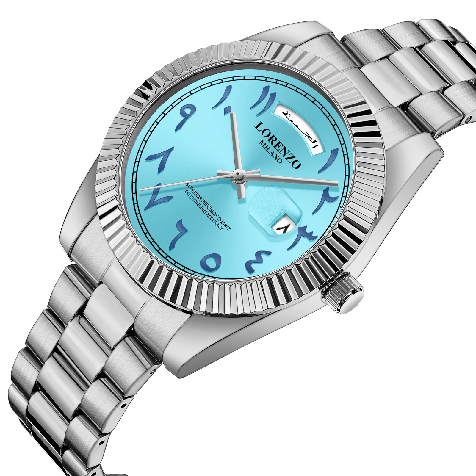 Lorenzo Day-Date Arabic Silver Sky Blue - 2