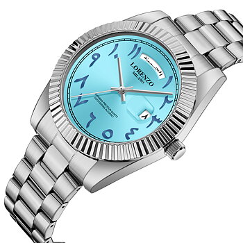 Lorenzo Day-Date Arabic Silver Sky Blue