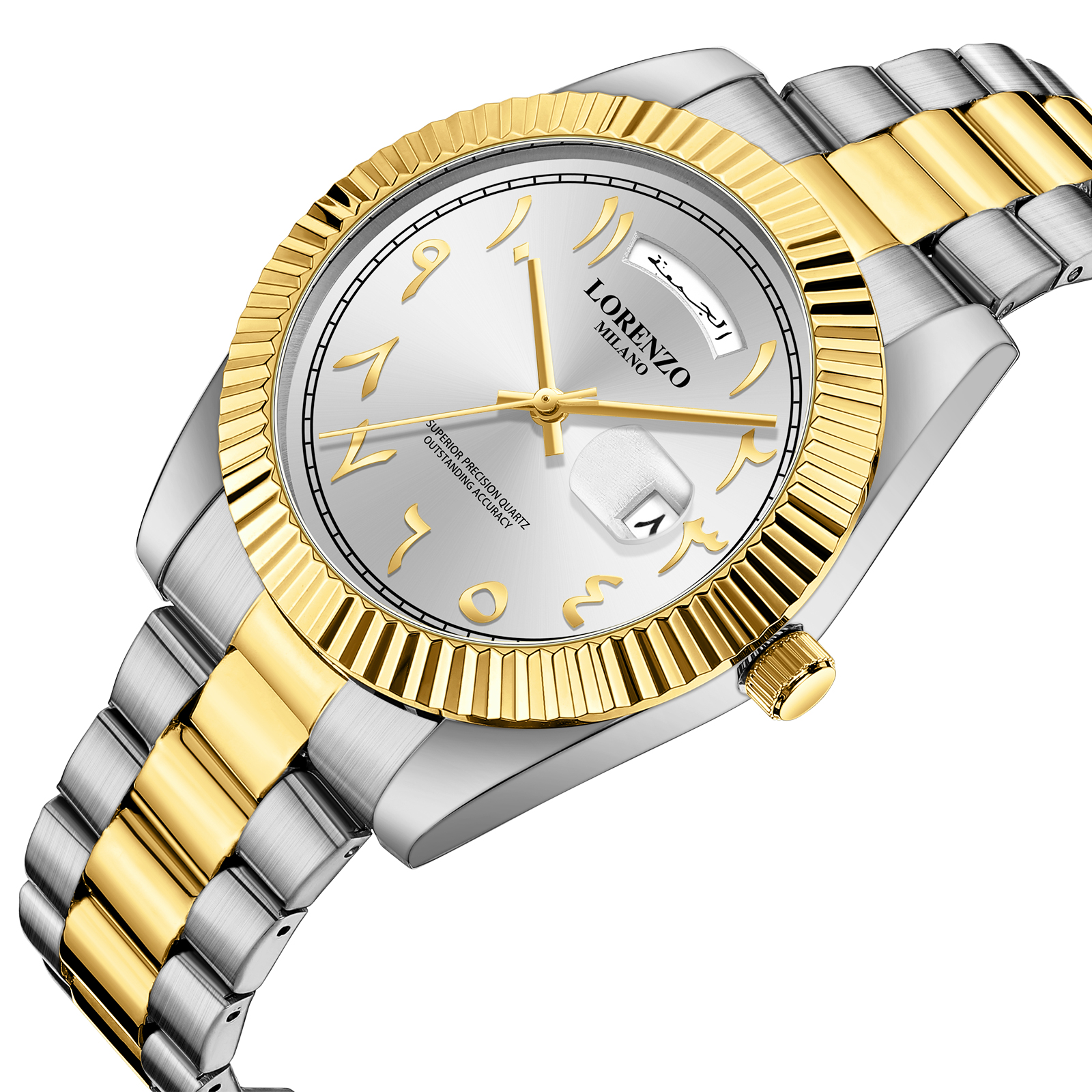 Lorenzo Day-Date Arabic Silver Gold - 2