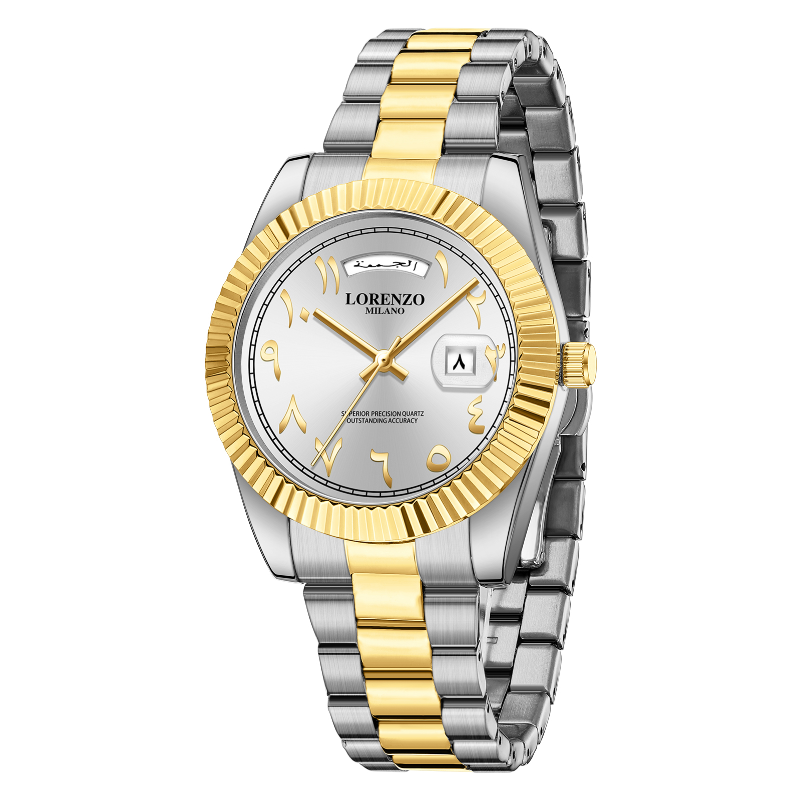 Lorenzo Day-Date Arabic Silver Gold - 3