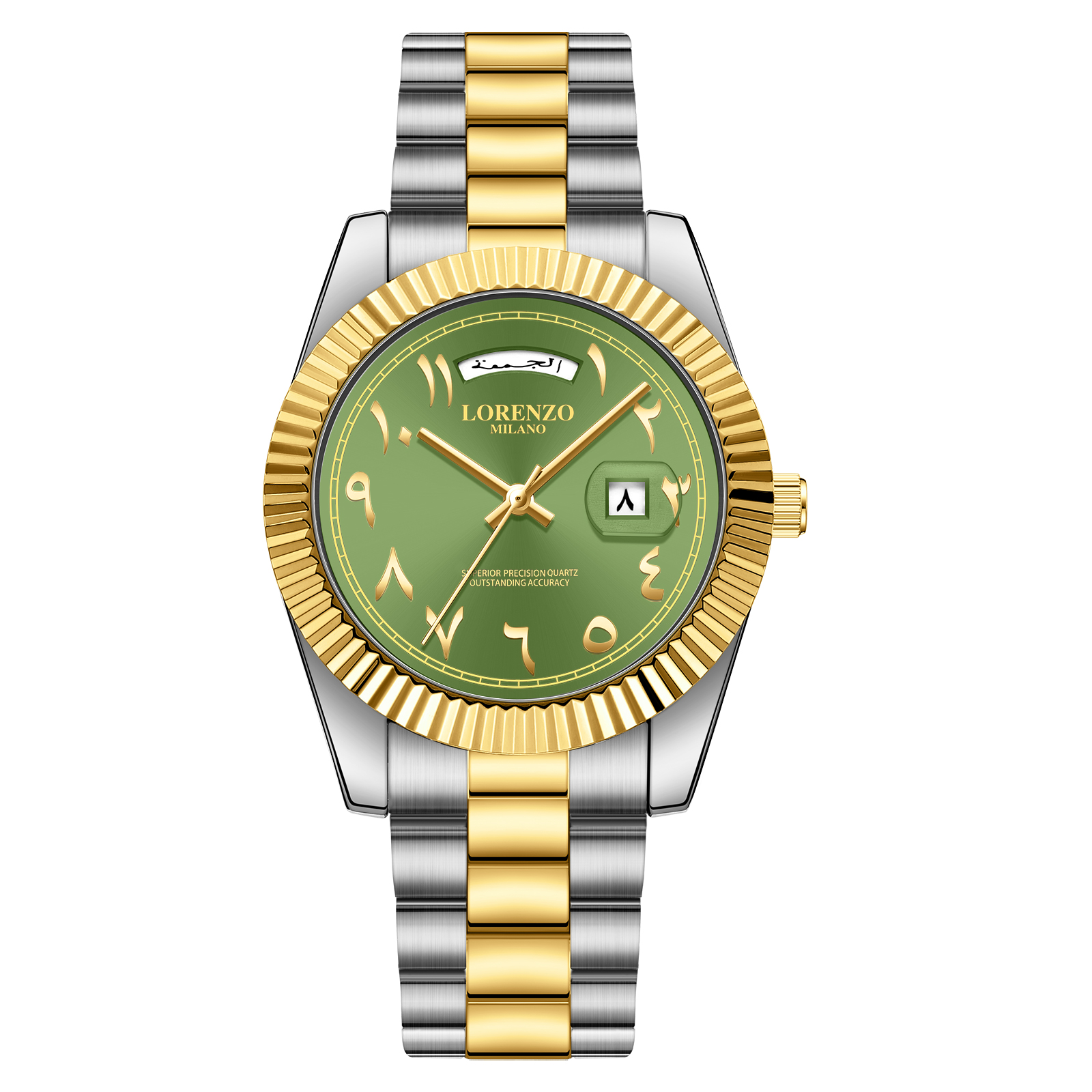 Lorenzo Day-Date Arabic Silver Gold Green