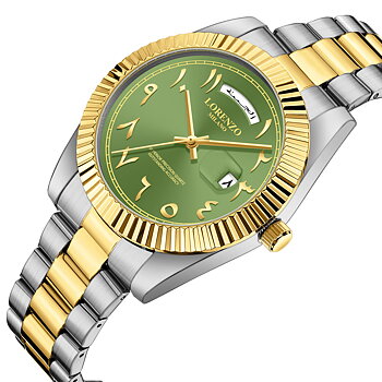 Lorenzo Day-Date Arabic Silver Gold Green