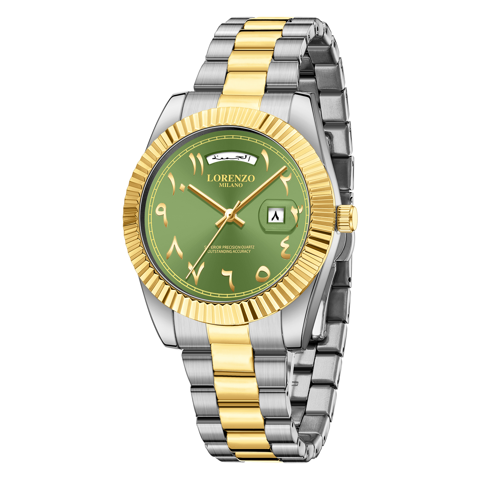 Lorenzo Day-Date Arabic Silver Gold Green - 3