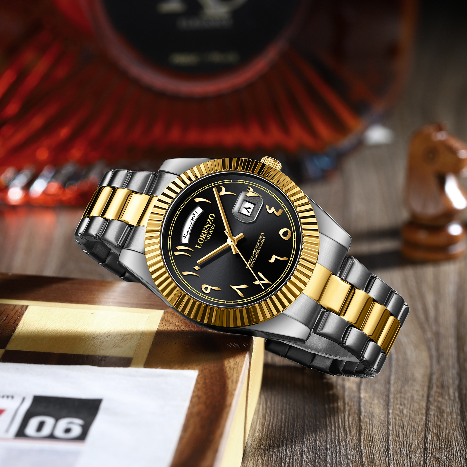 Lorenzo Day-Date Arabic Silver Gold Black - 6