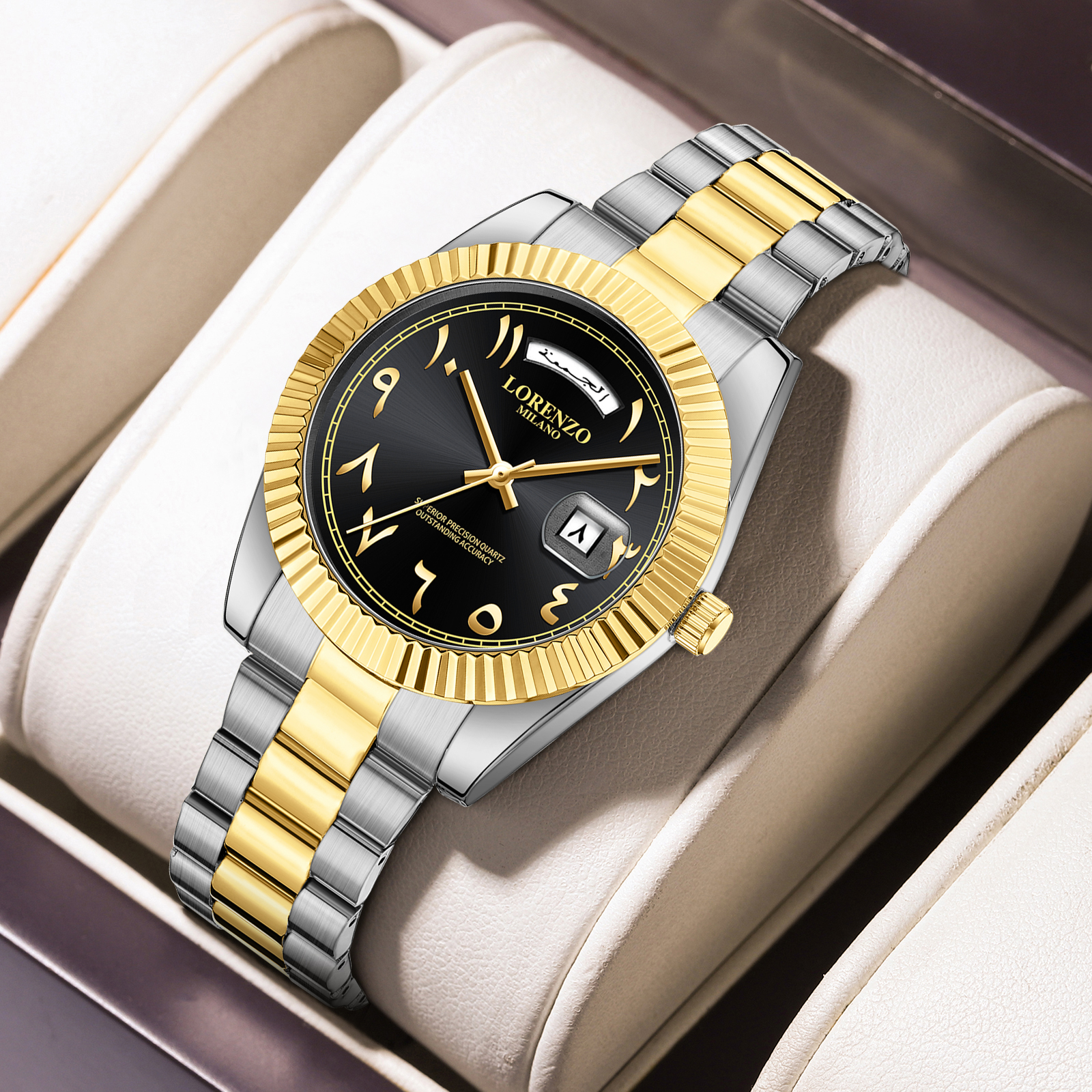 Lorenzo Day-Date Arabic Silver Gold Black - 10