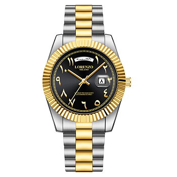 Lorenzo Day-Date Arabic Silver Gold Black