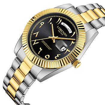 Lorenzo Day-Date Arabic Silver Gold Black