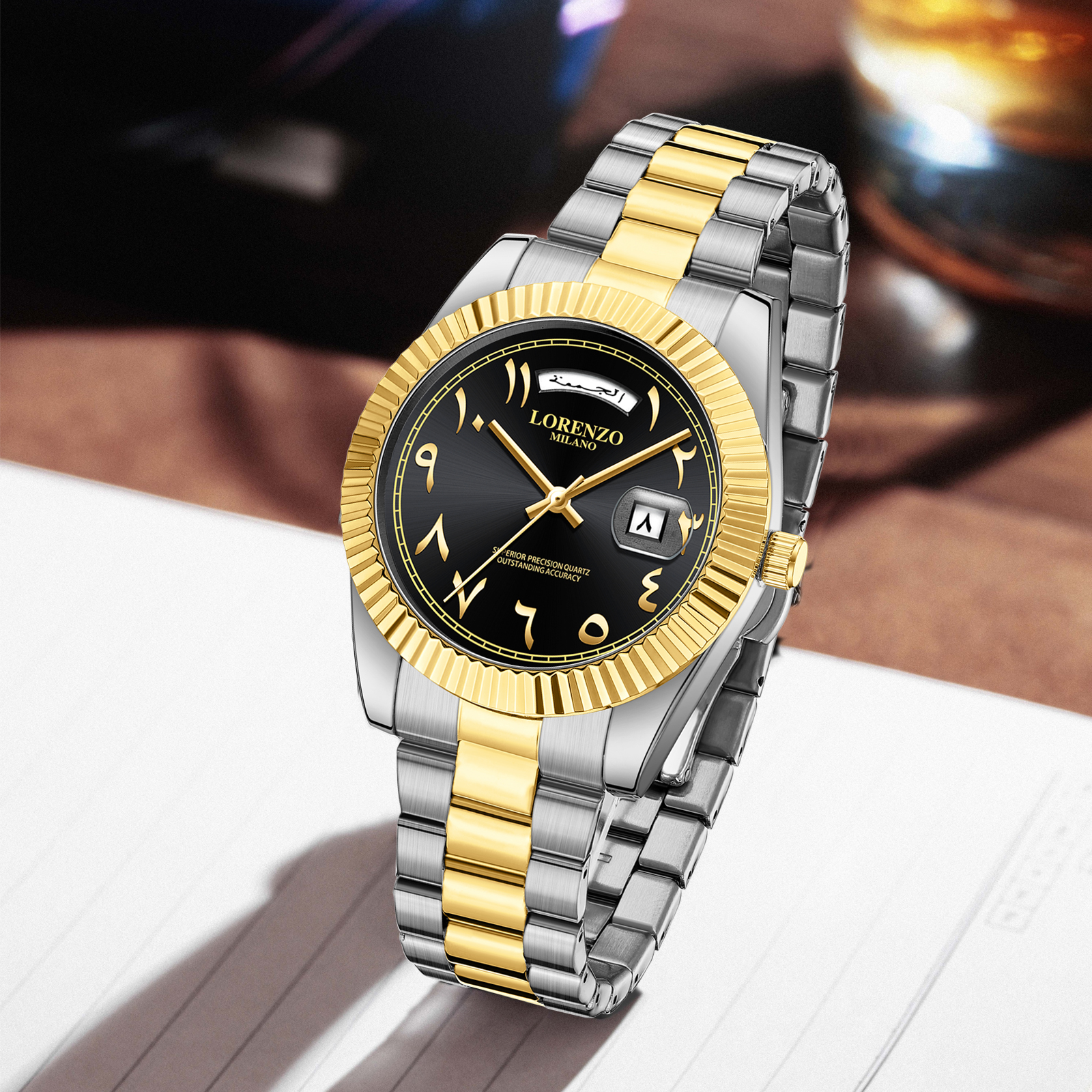 Lorenzo Day-Date Arabic Silver Gold Black - 9