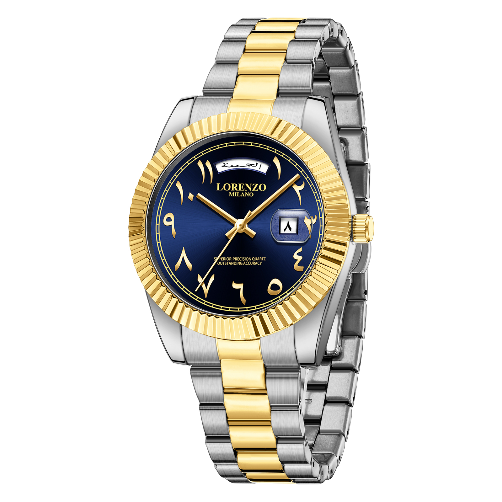 Lorenzo Day-Date Arabic Silver Gold Blue - 3