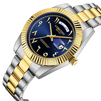 Lorenzo Day-Date Arabic Silver Gold Blue