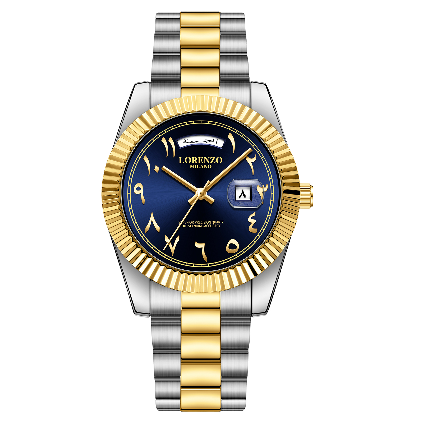 Lorenzo Day-Date Arabic Silver Gold Blue
