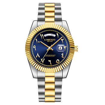 Lorenzo Day-Date Arabic Silver Gold Blue