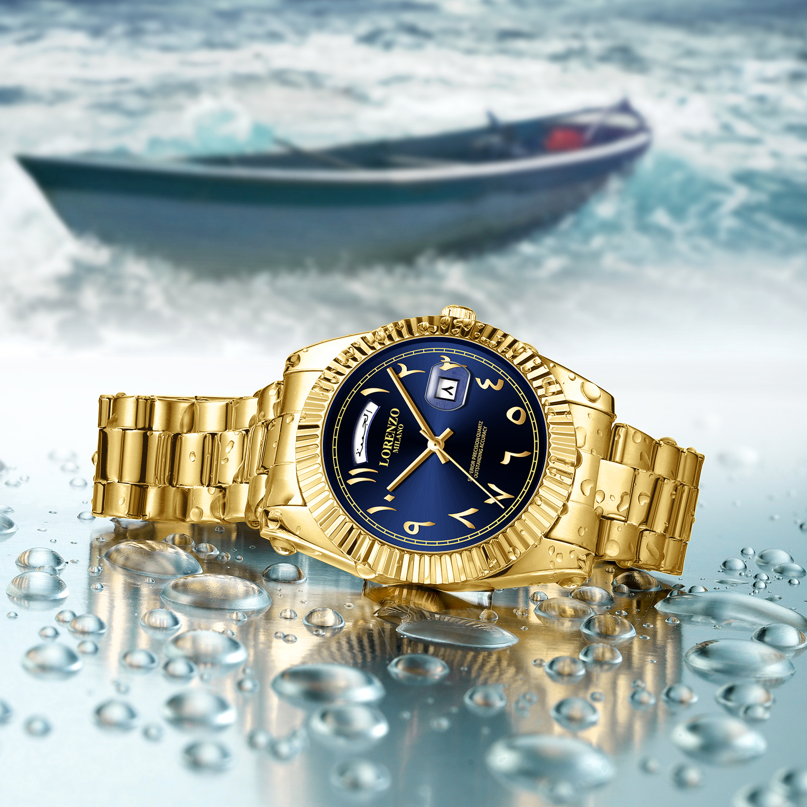 Lorenzo Day-Date Arabic Gold Blue - 8