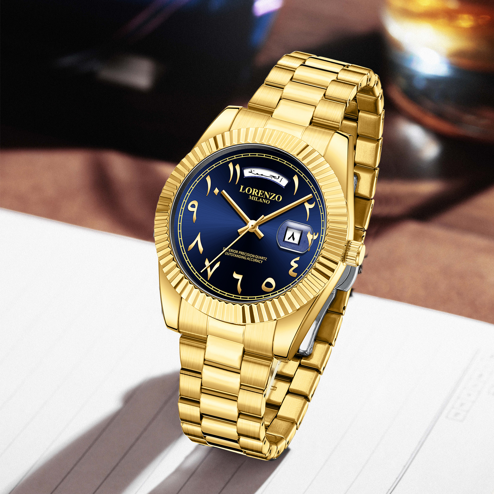 Lorenzo Day-Date Arabic Gold Blue - 9