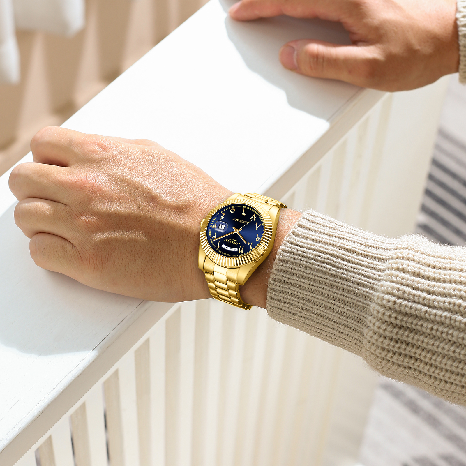 Lorenzo Day-Date Arabic Gold Blue - 7
