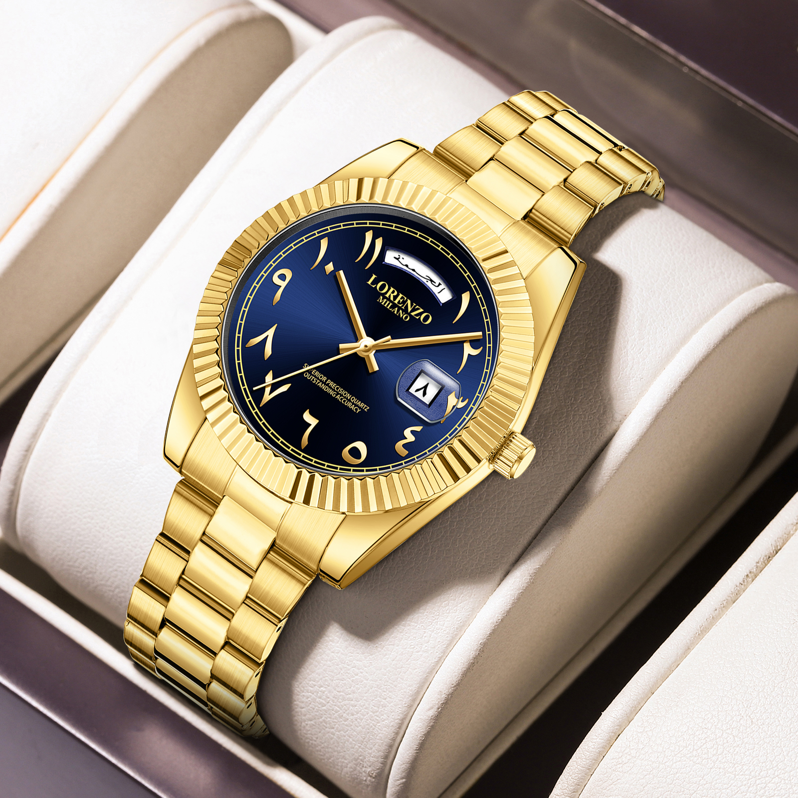 Lorenzo Day-Date Arabic Gold Blue - 10