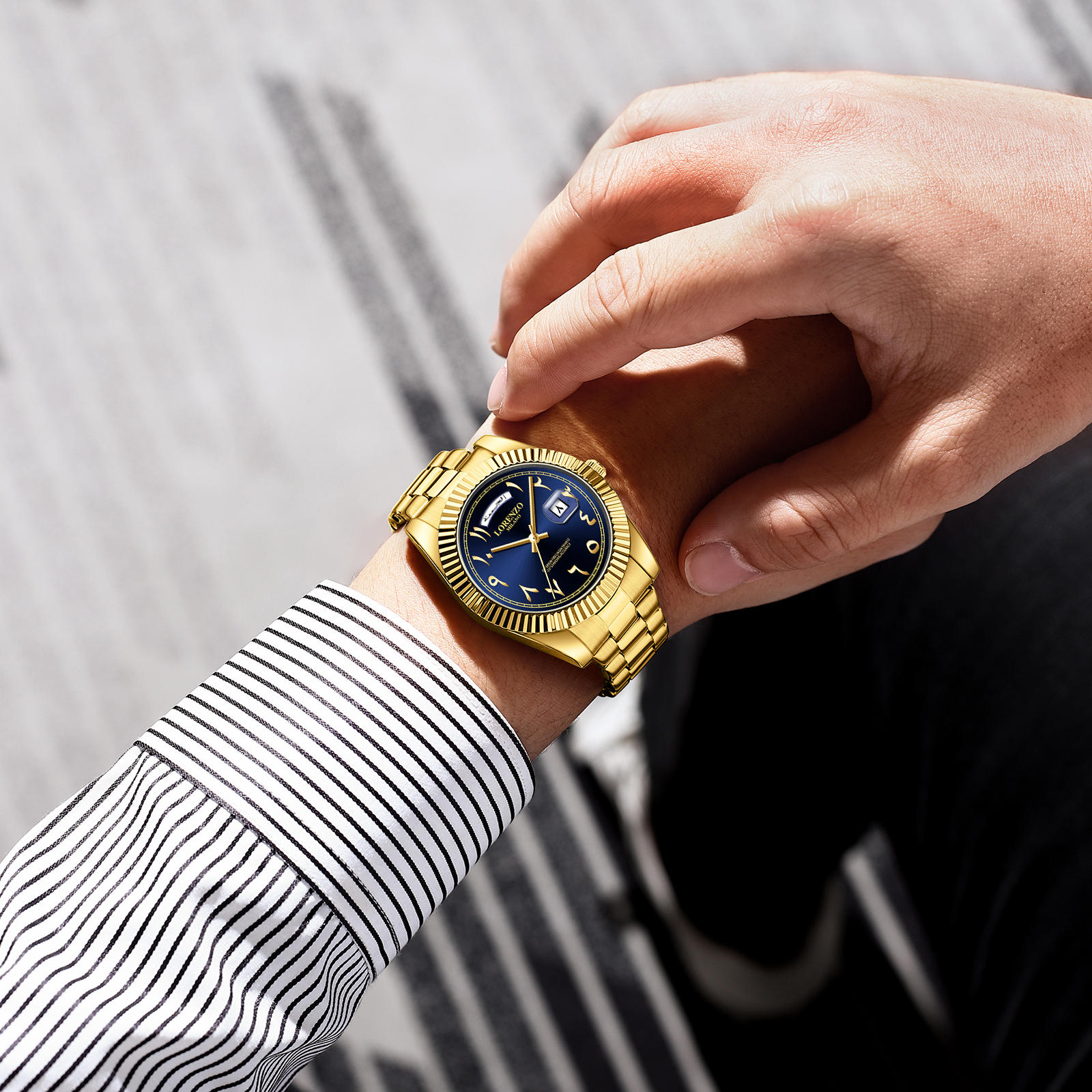 Lorenzo Day-Date Arabic Gold Blue - 5