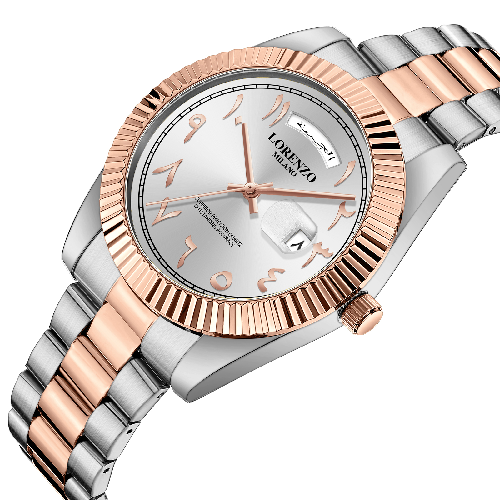 Lorenzo Day-Date Arabic Silver Rose Gold - 2