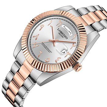 Lorenzo Day-Date Arabic Silver Rose Gold
