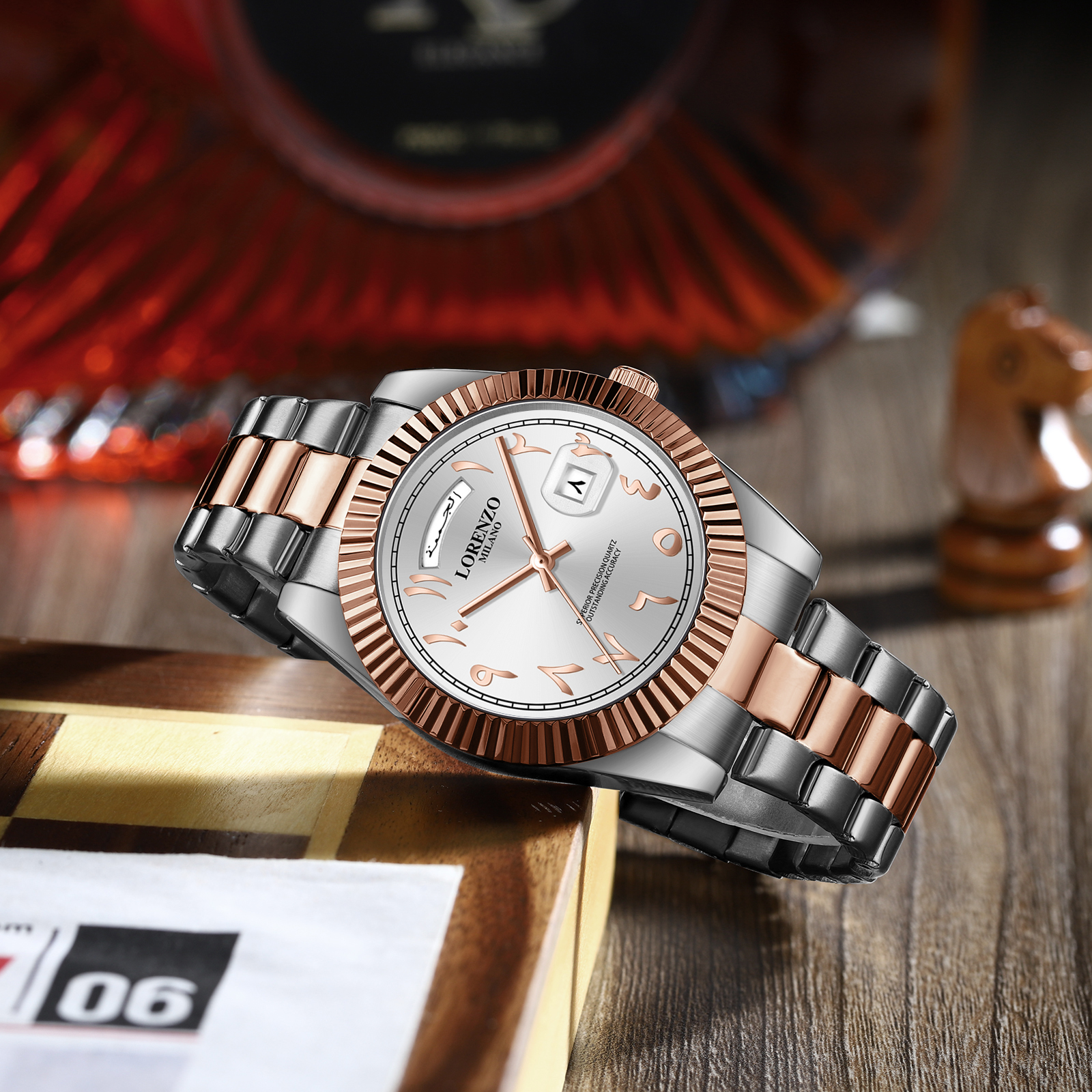 Lorenzo Day-Date Arabic Silver Rose Gold - 6