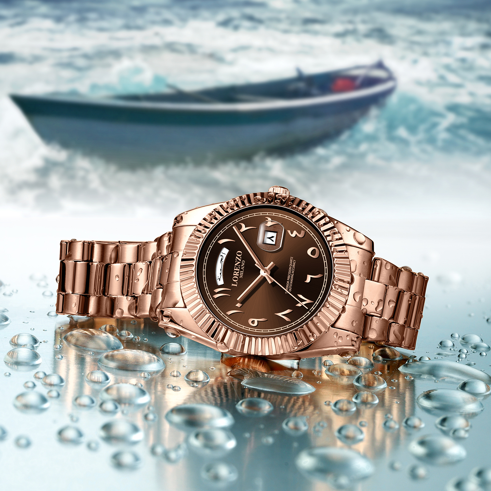 Lorenzo Day-Date Arabic Rose Gold Brown