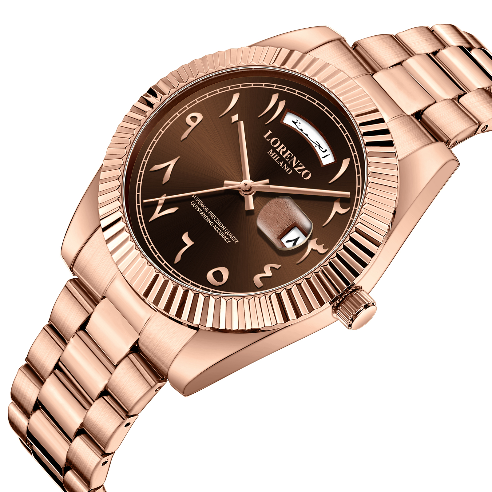 Lorenzo Day-Date Arabic Rose Gold Brown