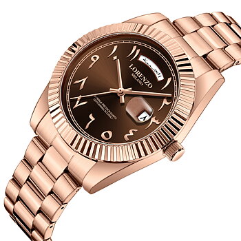 Lorenzo Day-Date Arabic Rose Gold Brown