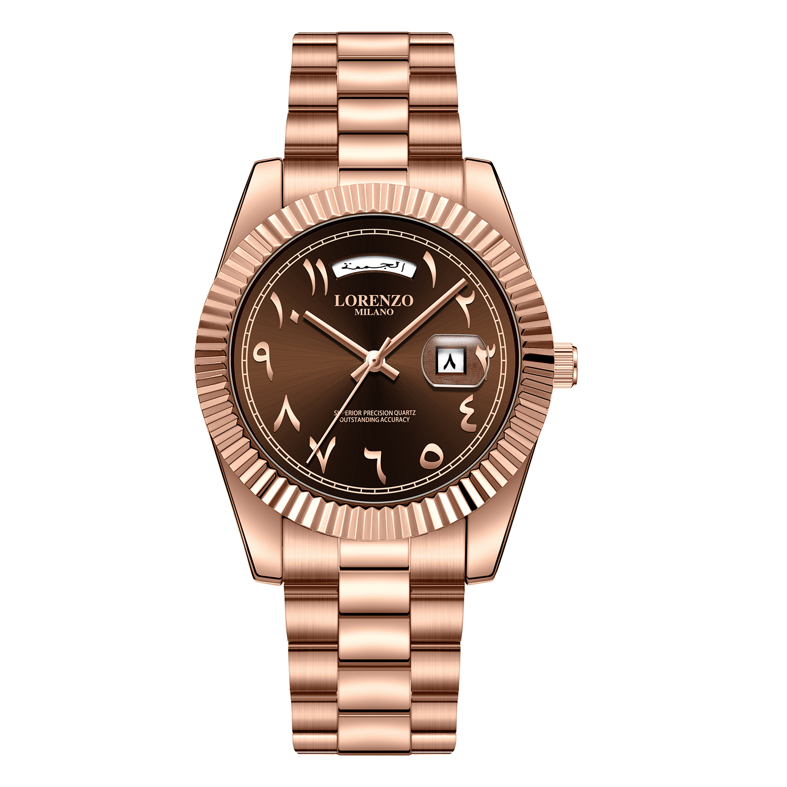 Lorenzo Day-Date Arabic Rose Gold Brown