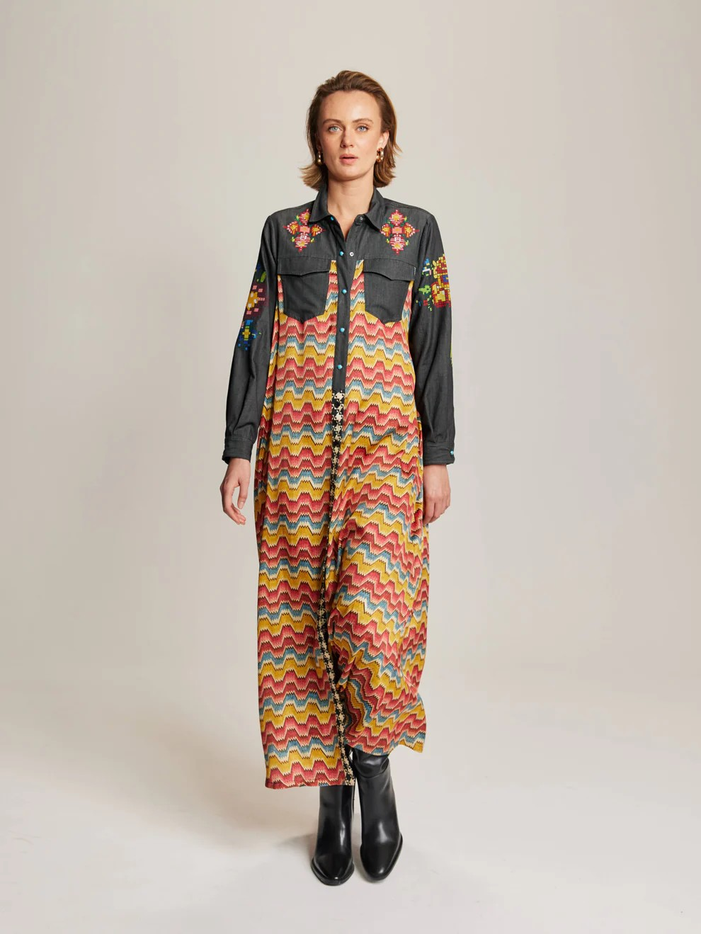 Elena Combined Denim Dress - Me369