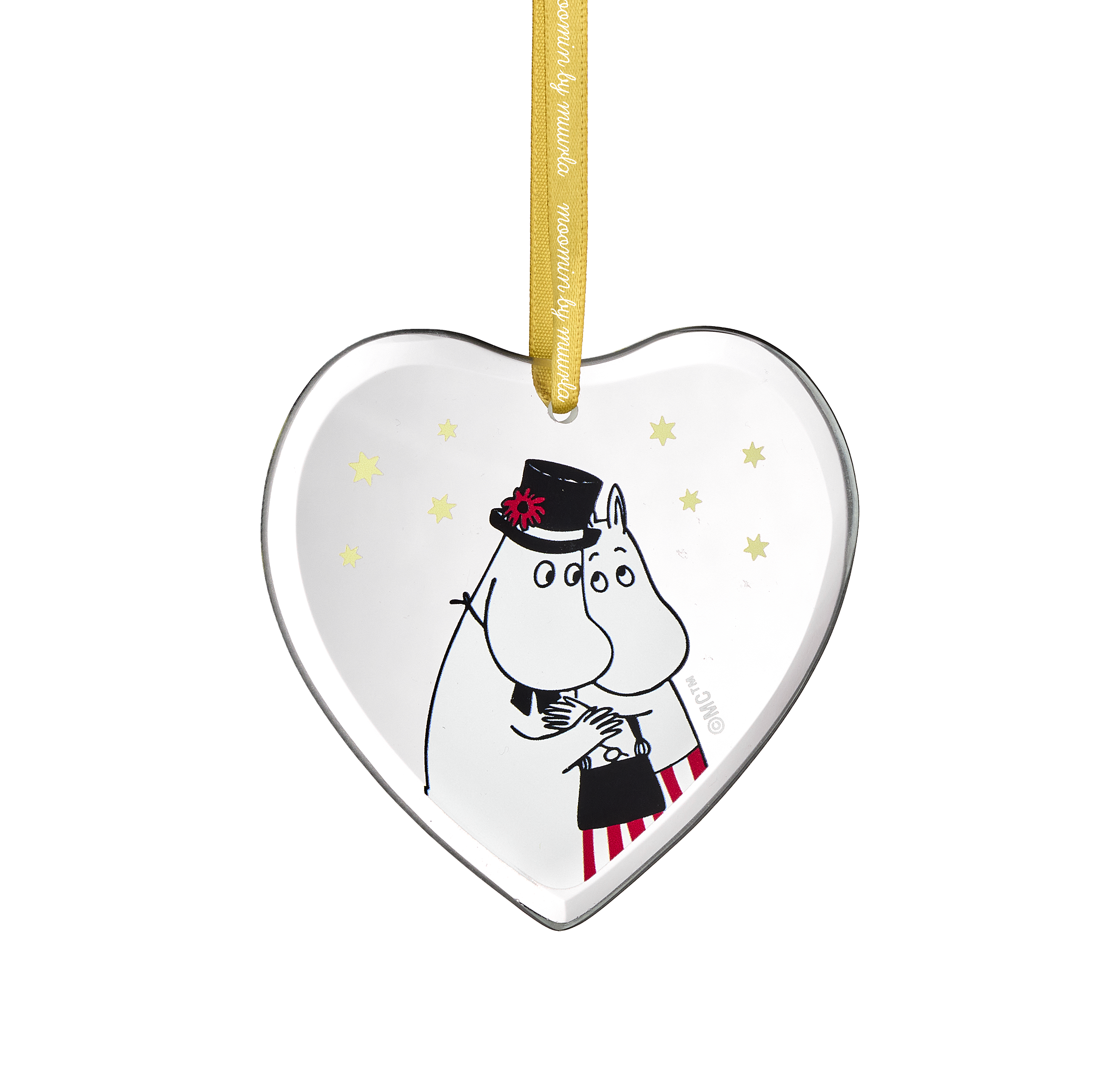 Mumin glasdekoration - Hjärta, Muminmamma & Muminpappa