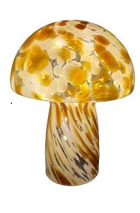 Table lamp - Mushroom - Glass - Marbled Brown/White - Timer/Dimmer - 23x18 cm - 2