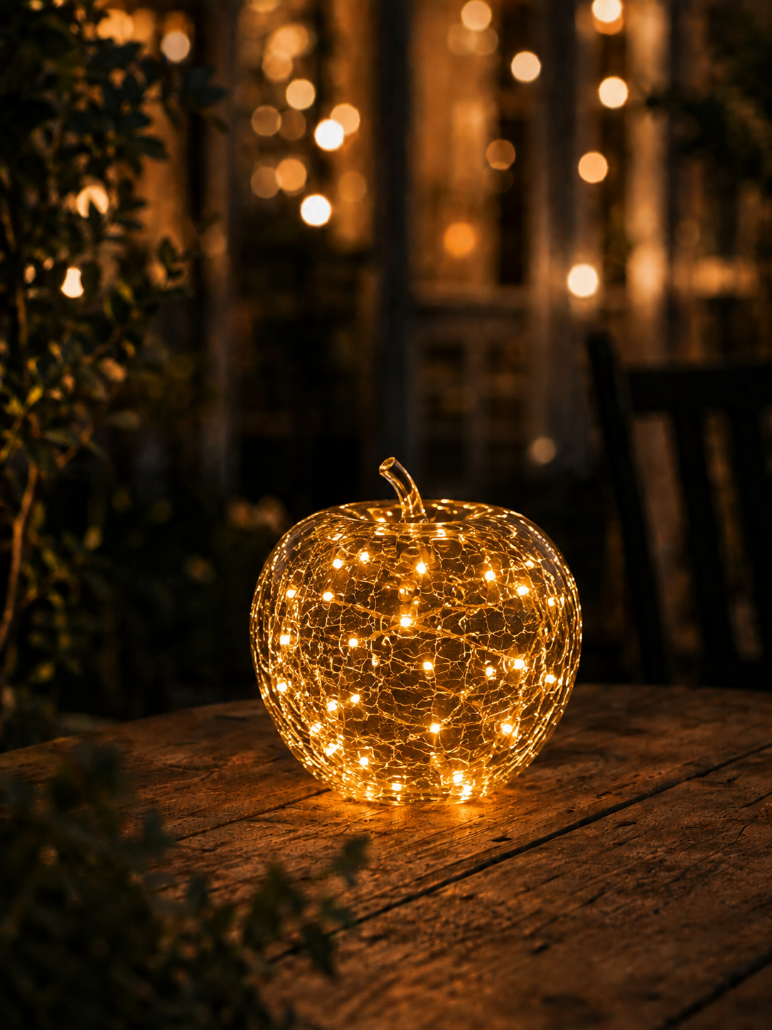 Bordslampa - Äpple - Glas - Beige - Timer/Dimmer - 22x20 cm - 3