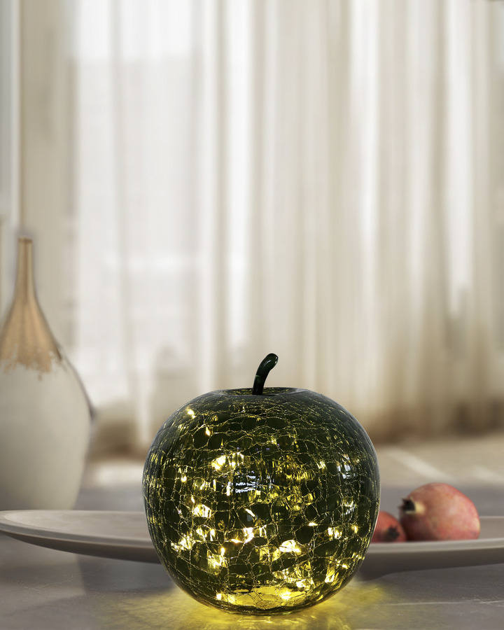 Bordslampa - Äpple - Glas - Grön - Timer/Dimmer - 22x20 cm - 9